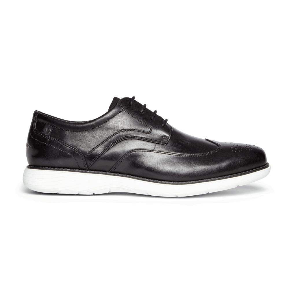 Rockport Garett Wingtip - Mens Oxfords - Black/White - NZ (WZX-709825)